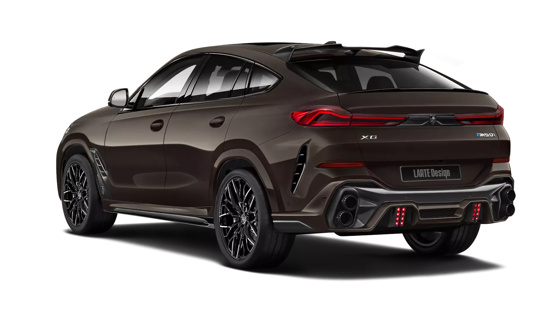 BMW X6 G06 with painted body kit: rear view shown in Sparkling Brown