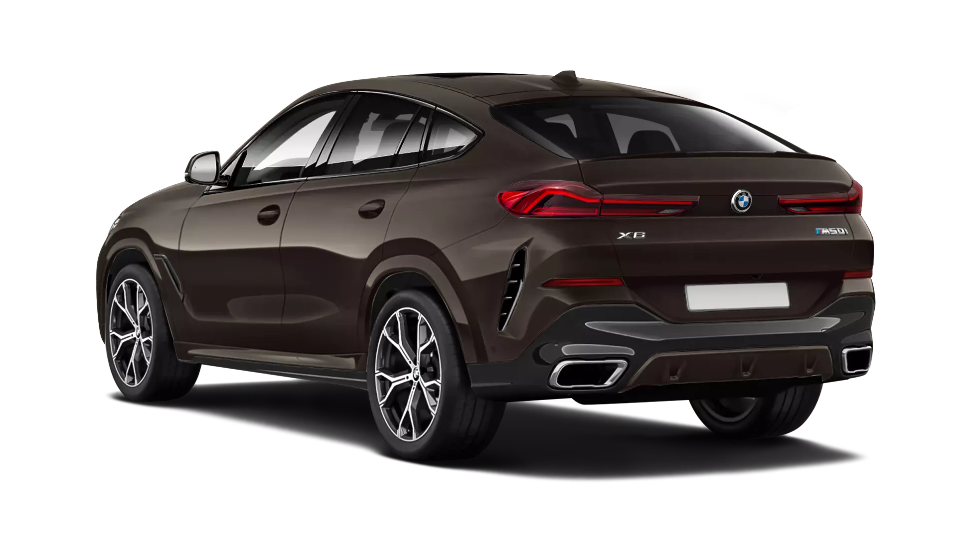 BMW X6 G06 stock rear view in Sparkling Brown color