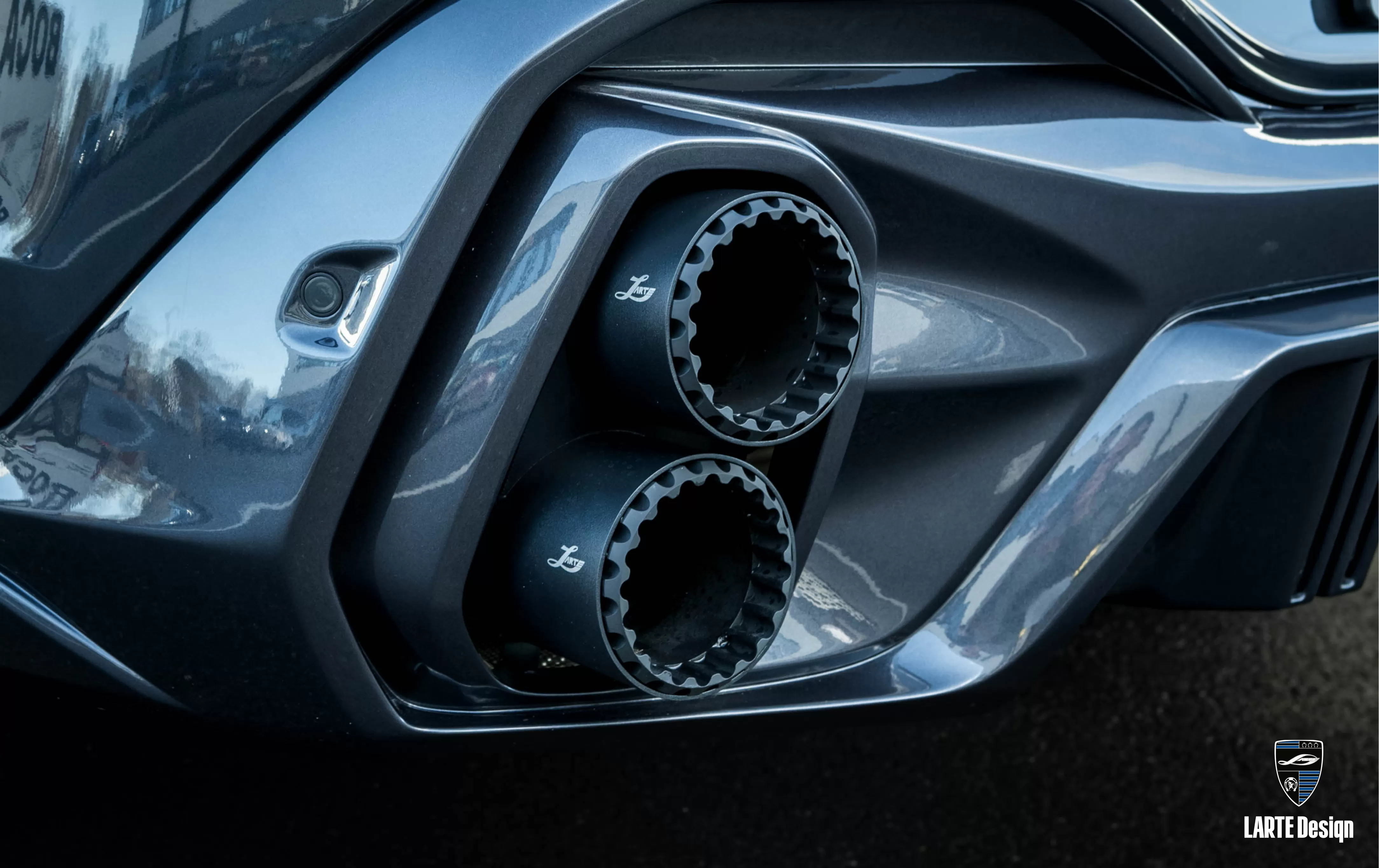 Custom labeled basalt gloss Exhaust tips for BMW X6 G06 M sport M50d