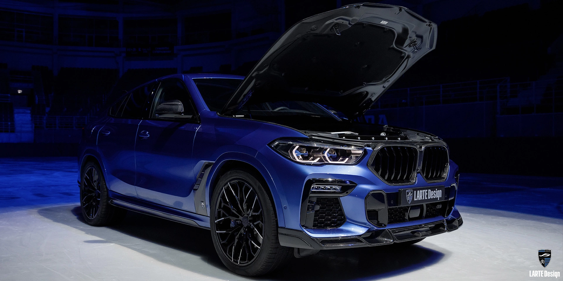 Kaufen Sie das Karosseriekit 2024 für den LARTE Performance BMW X6 M Sport G06 in Phytonic Blue Metallic
