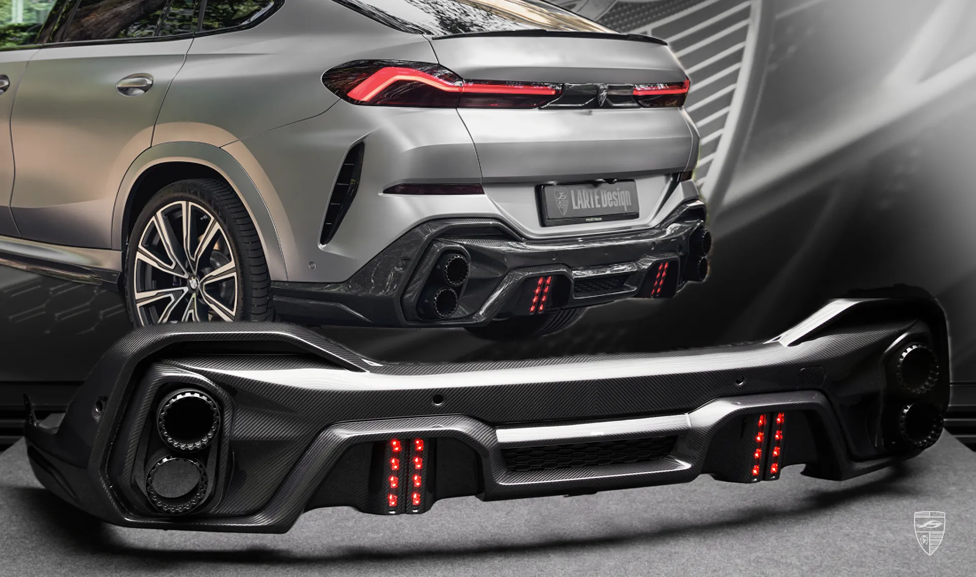 Rear diffuser for your BMW X6 G06 in a conversion kit from LARTE Design