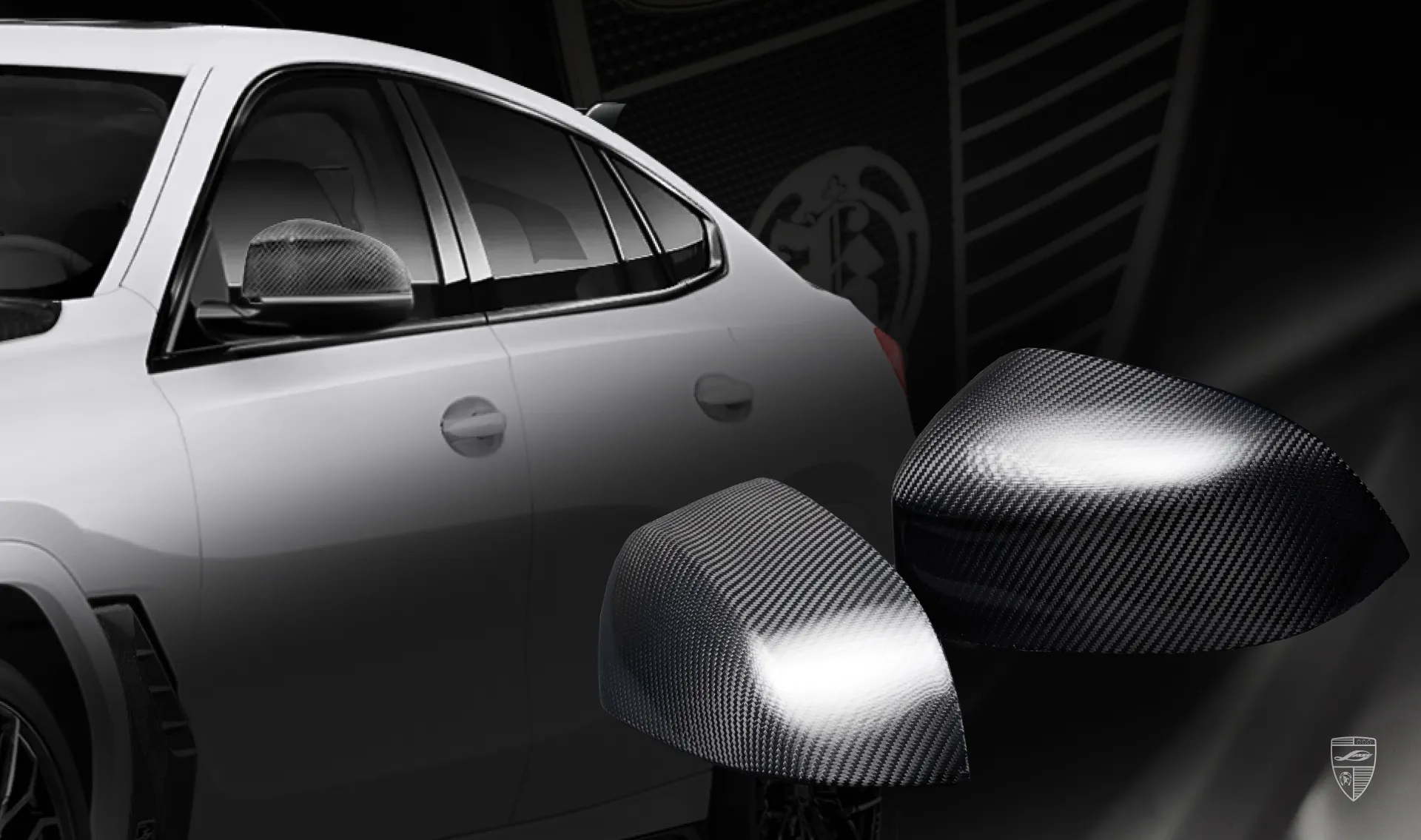 Carbon mirror caps for your BMW X6 G06 in a conversion kit from LARTE Design