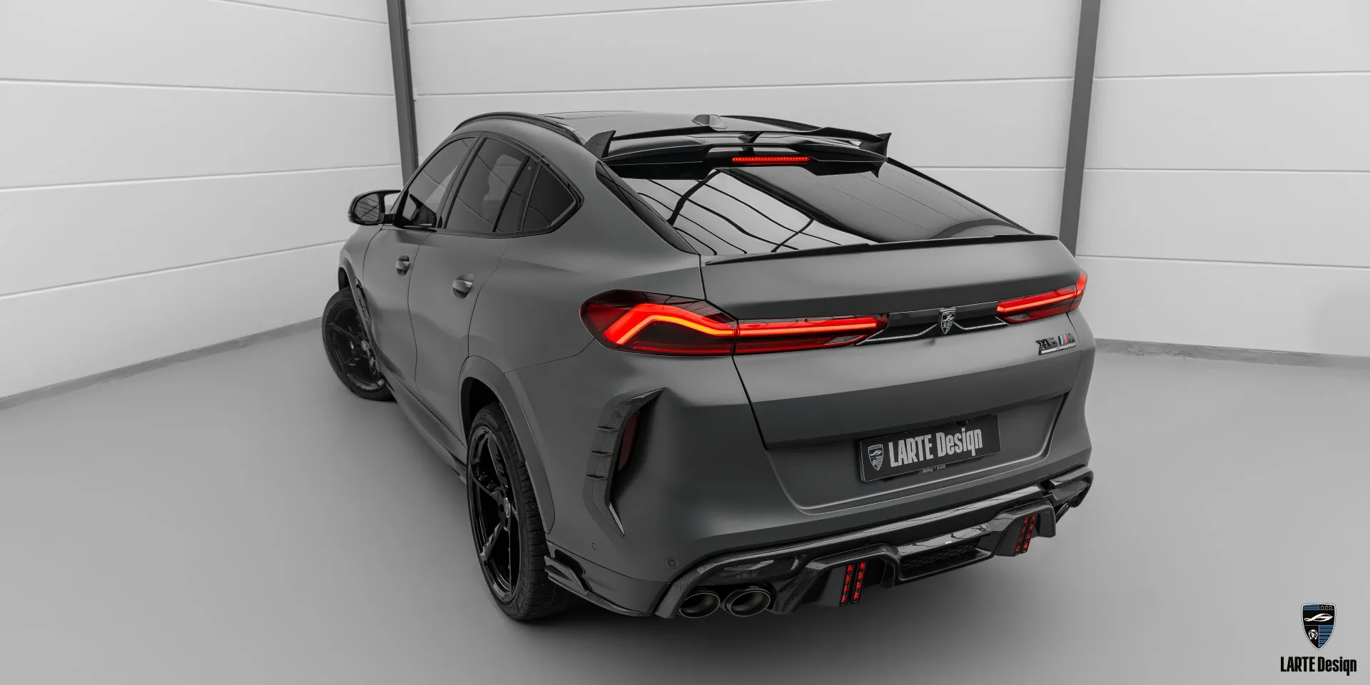 BMW X6M Facelift in Grey with Tuning and Upgrade Grey luxury SUV BMW X6M Facelift with custom tuning and aggressive appearance package