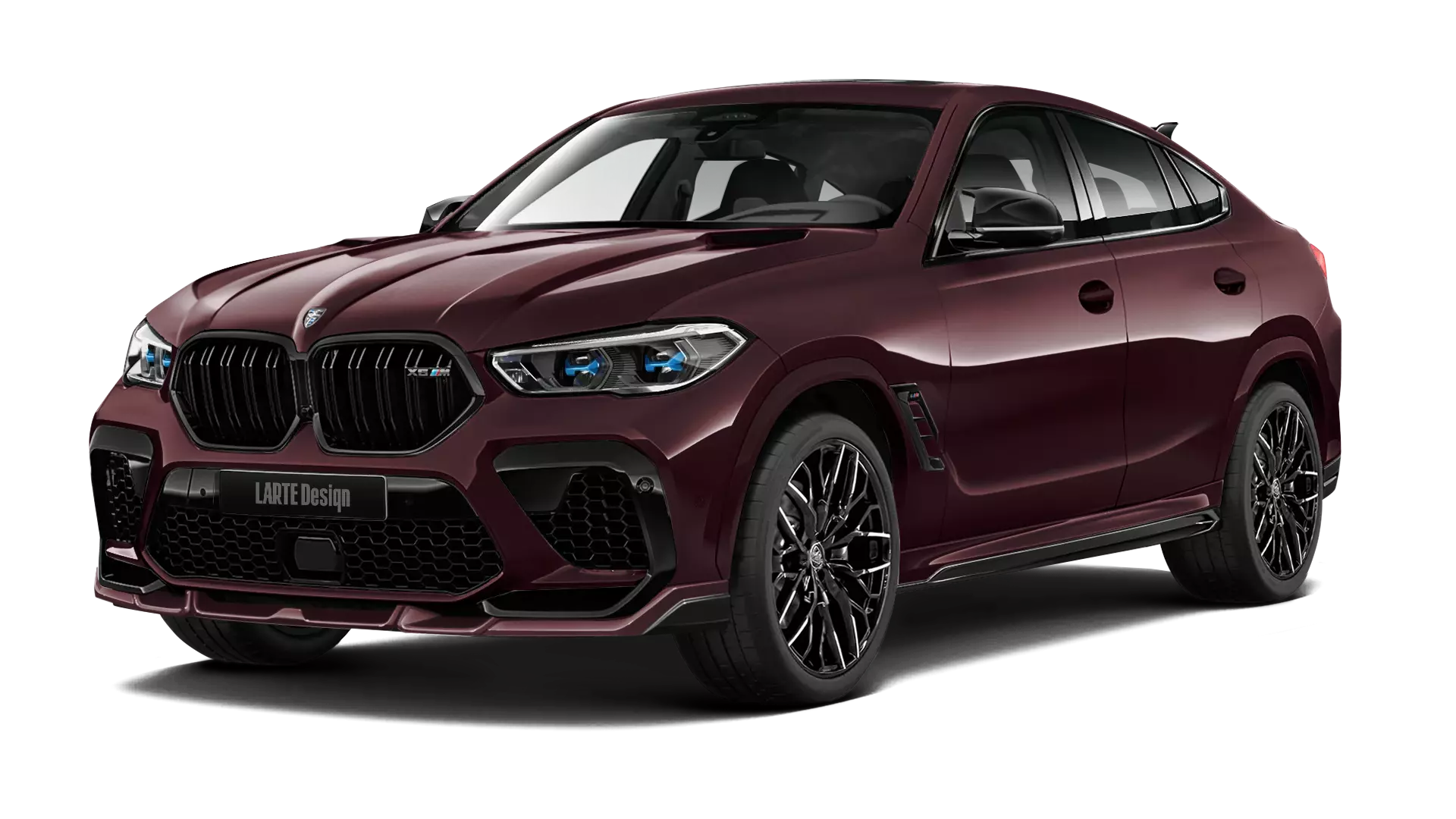 BMW X6M F96 with painted body kit: front view shown in ametrine