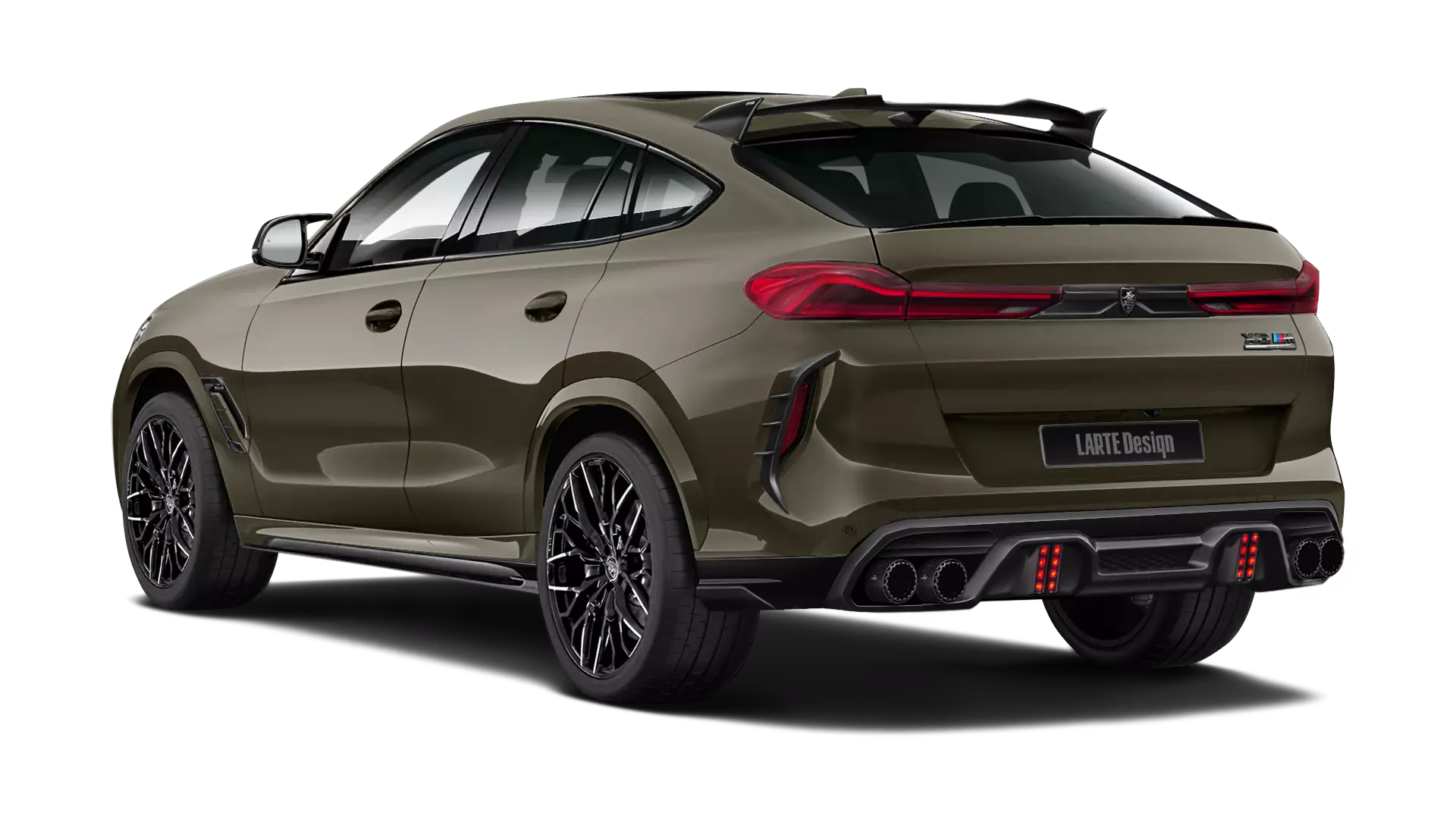 BMW X6M F96 with painted body kit: rear view shown in Manhattan