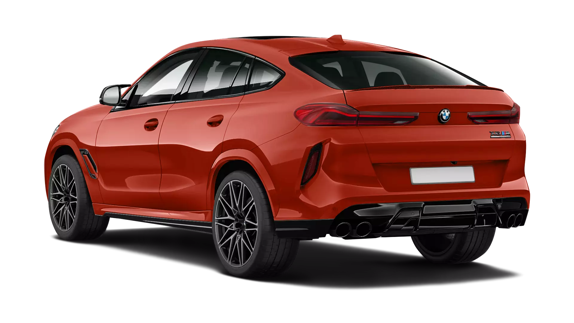 BMW X6M F96 stock rear view in toronto red