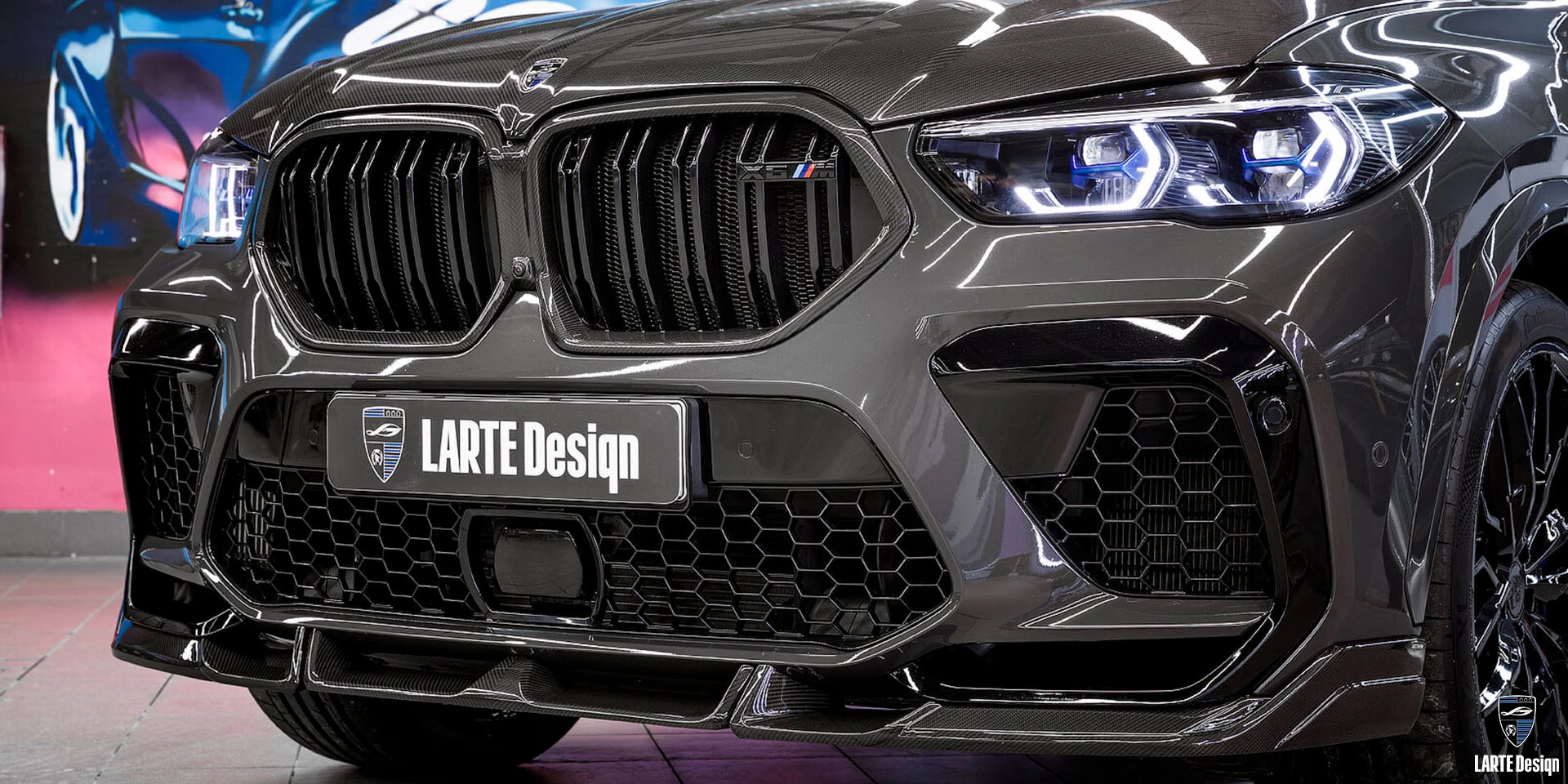 Aerodynamische Karbonfaser-Teile für den LARTE Performance BMW X6 M Competition F96 Dravitgrau Metallic