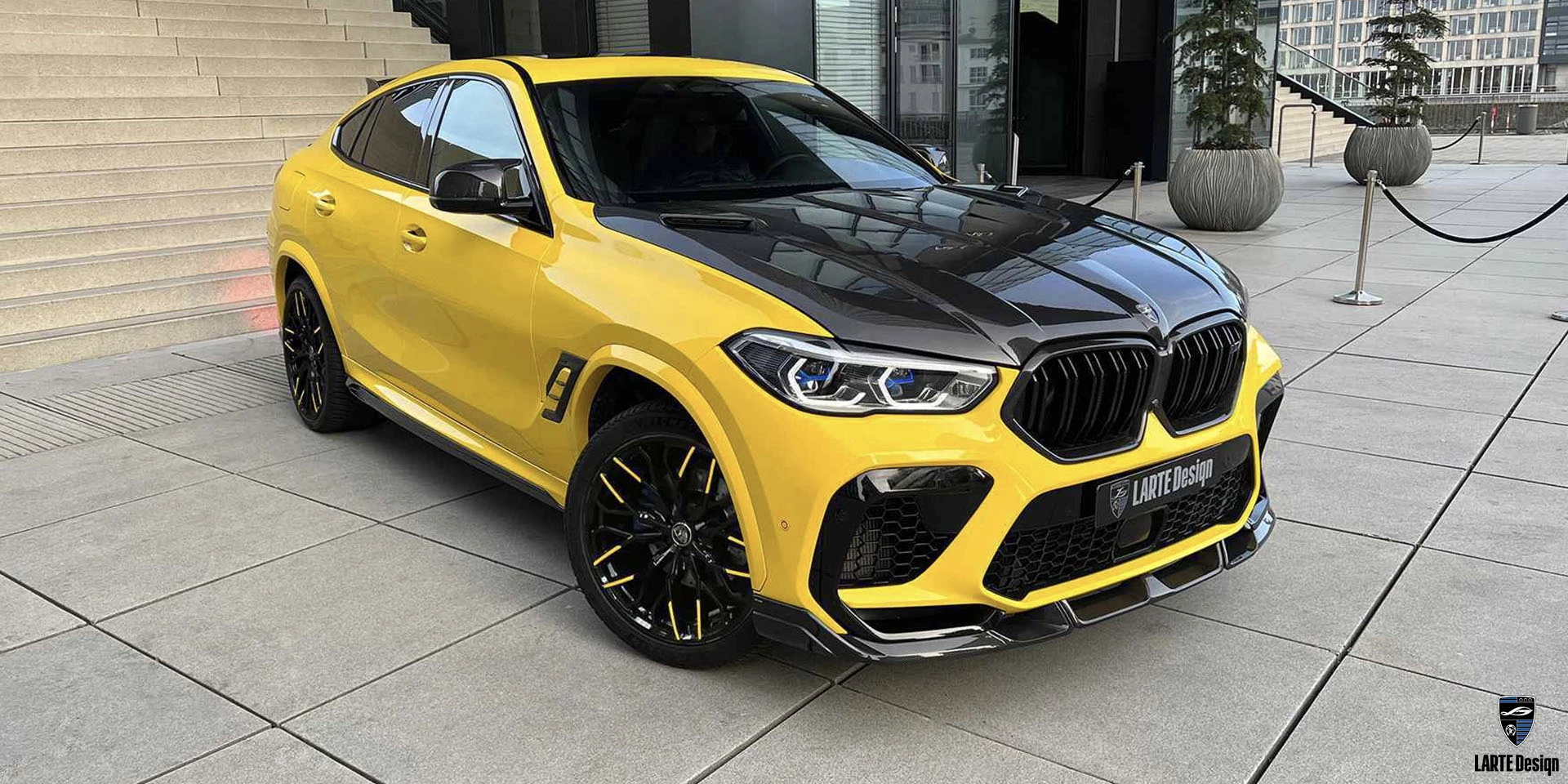 Acquire aerodynamic FORGED SERIES for LARTE Performance BMW X6 M Competition F96 in a wrap yellow