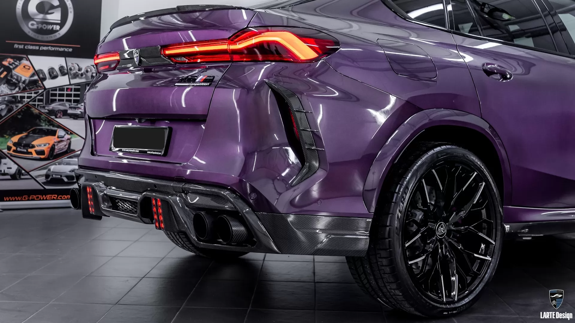 Brake lights in carbon diffuser for BMW X6 M Competition F96 by LARTE Design