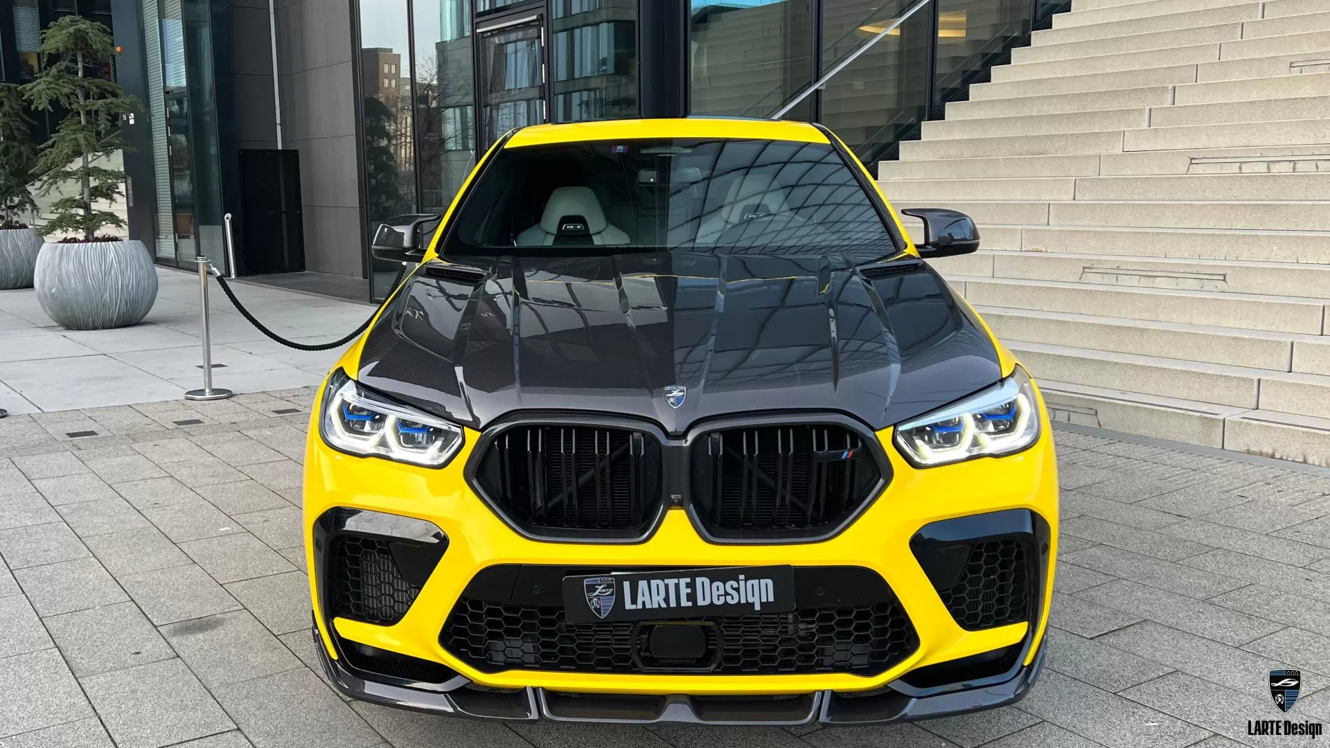 Carbon hood with custom logo for BMW X6M Competition F96 by LARTE Design