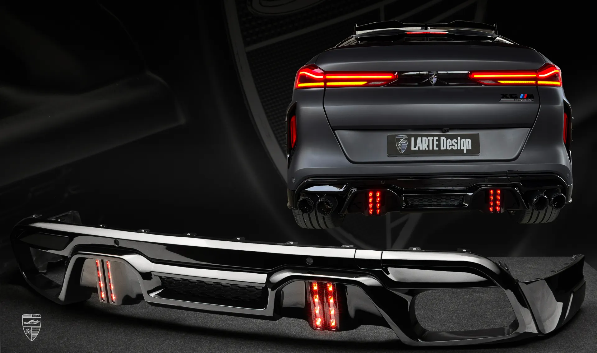 Rear diffuser upgrade for the luxury car BMW X6M F96 Competition from LARTE Design