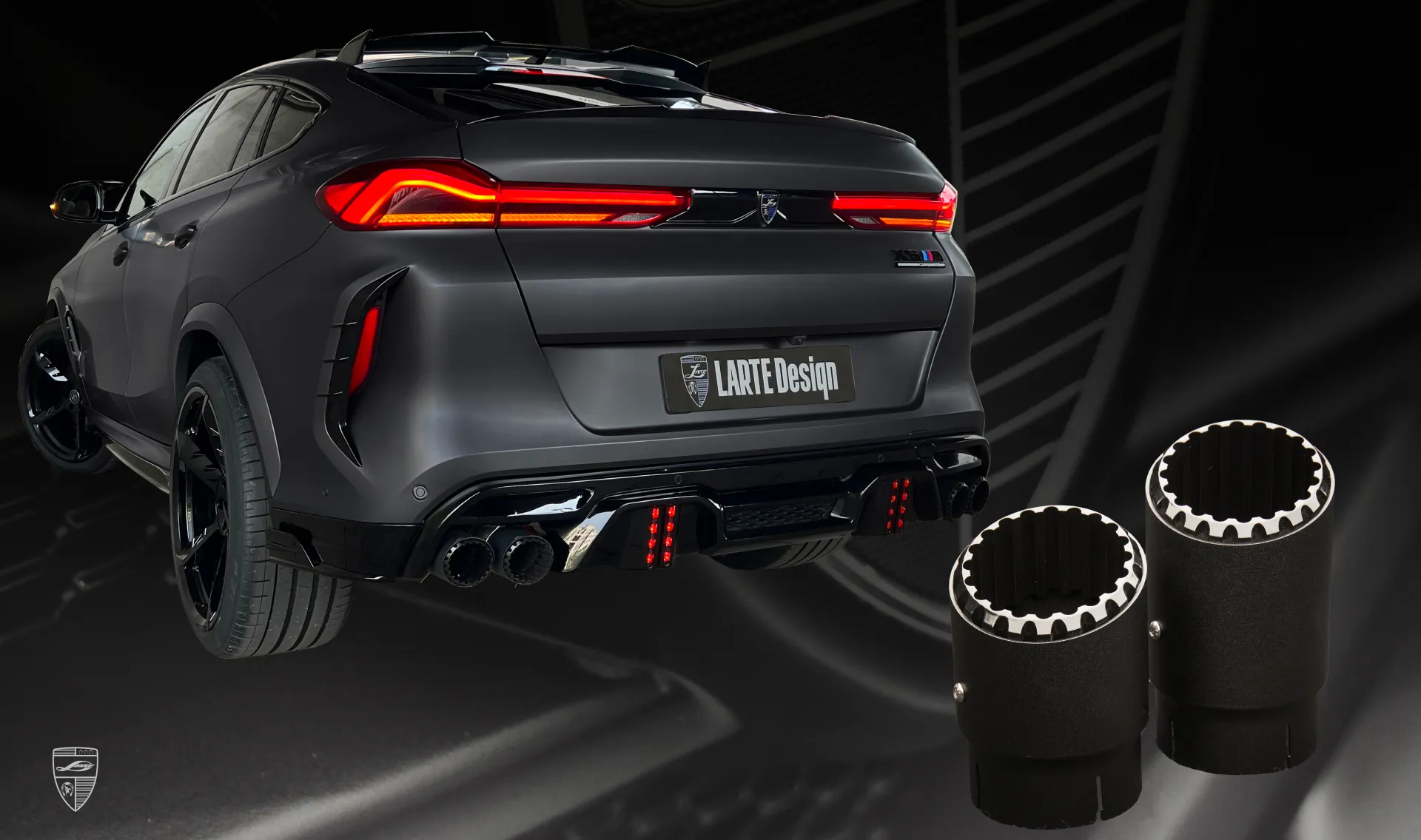 Dual exhaust tips upgrade for the family car BMW X6M F96 Competition from LARTE Design