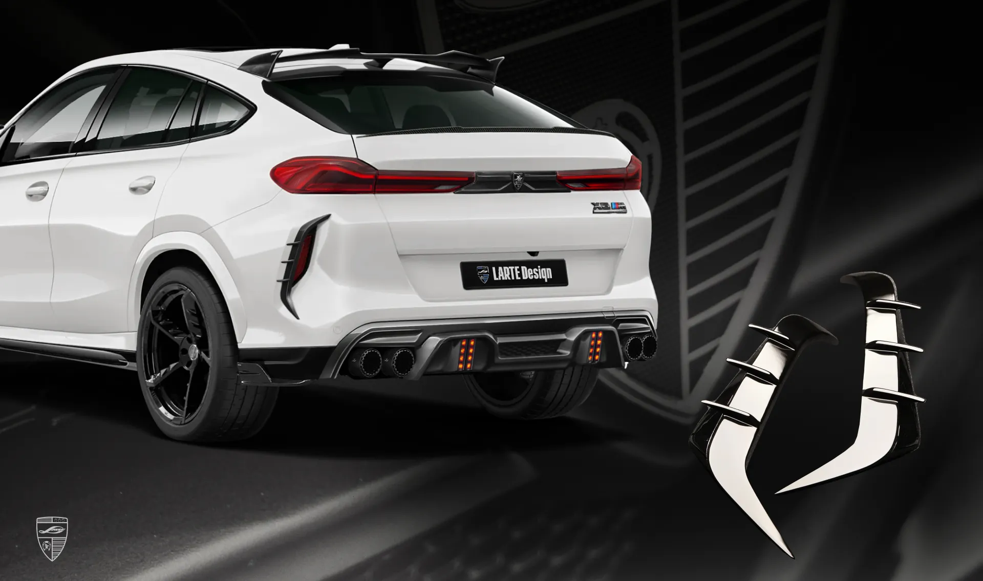 Rear bumper trim for your BMW X6M F96 Competition in the appearance package by LARTE Design