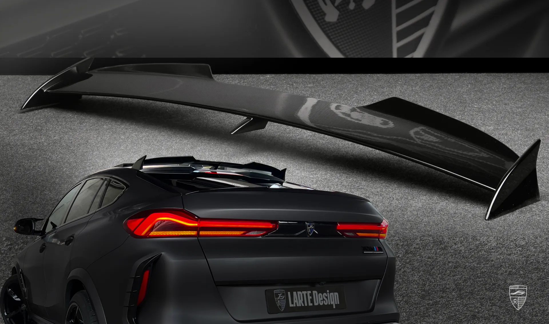 Roof spoiler upgrade for the family car BMW X6M F96 Competition from LARTE Design