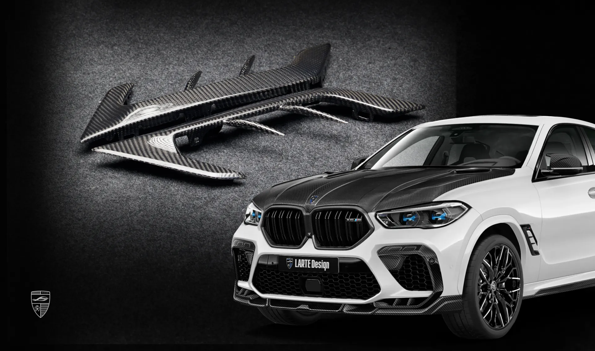 Air intake trims upgrade for the family car BMW X6M F96 Competition from LARTE Design