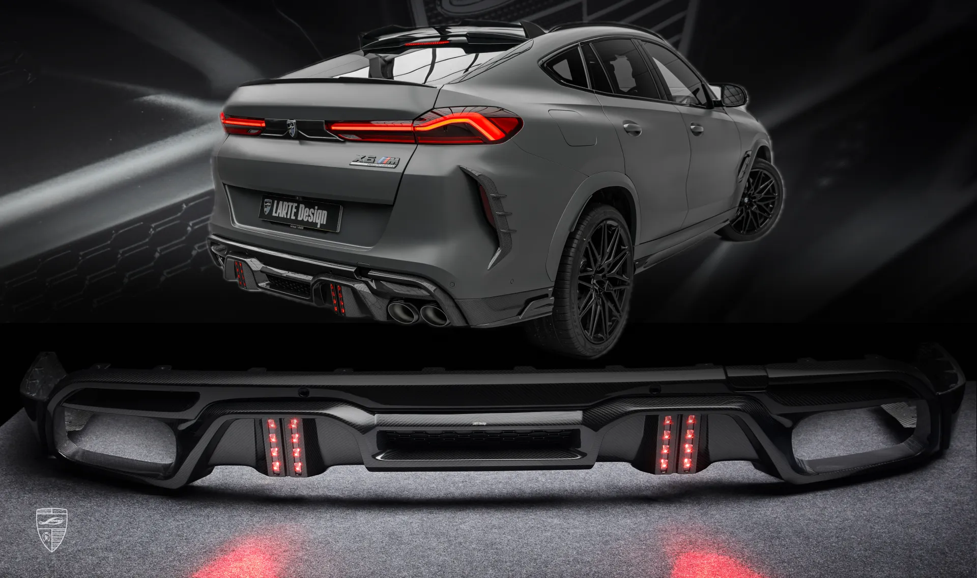 Heckdiffusor für Ihren BMW X6M F96 Competition im Erscheinungspaket von LARTE Design