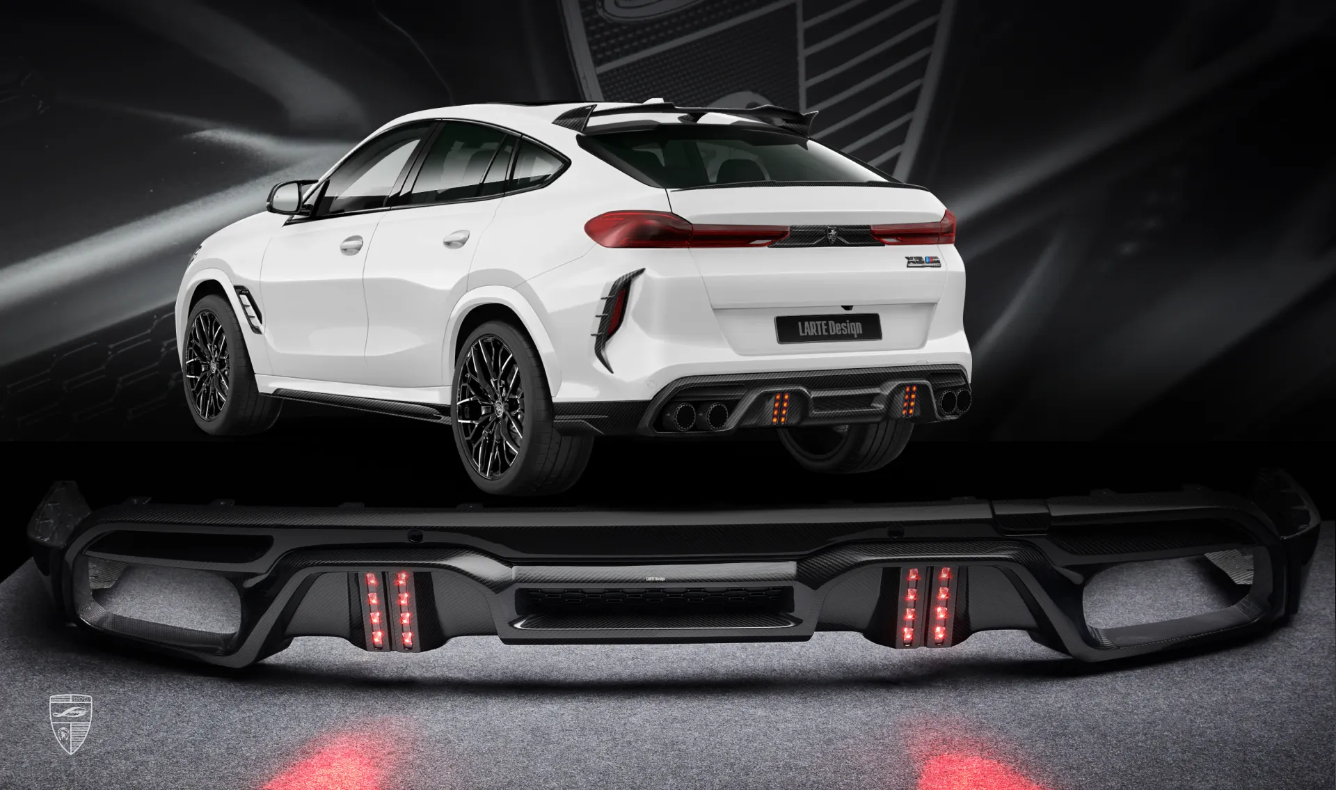 Rear diffuser for your BMW X6M F96 Competition in a conversion kit from LARTE Design