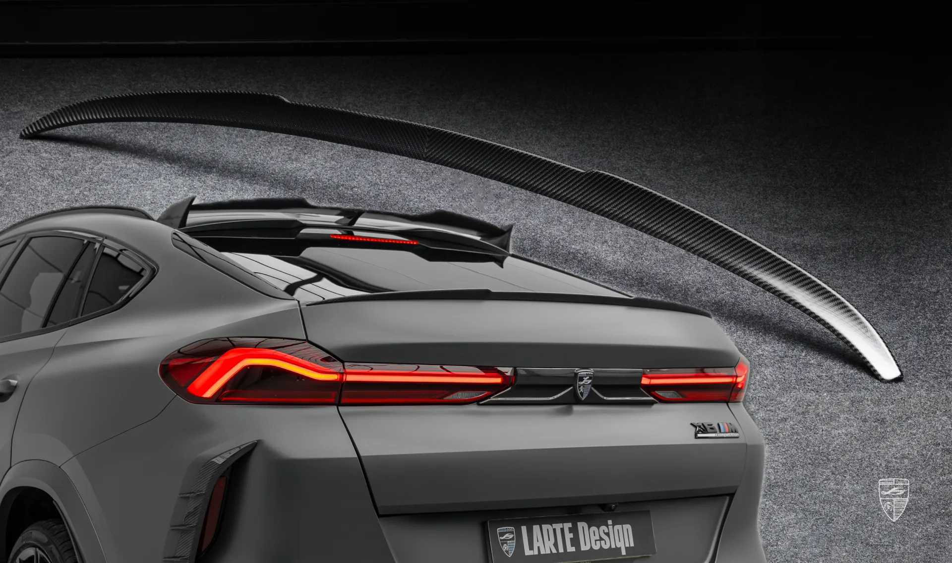 Trunk spoiler for your BMW X6M F96 Competition in a conversion kit from LARTE Design