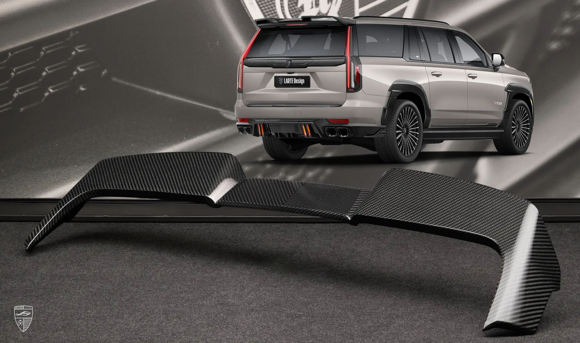 Roof spoiler upgrade for the family car Cadillac Escalade V-ESV from LARTE Design