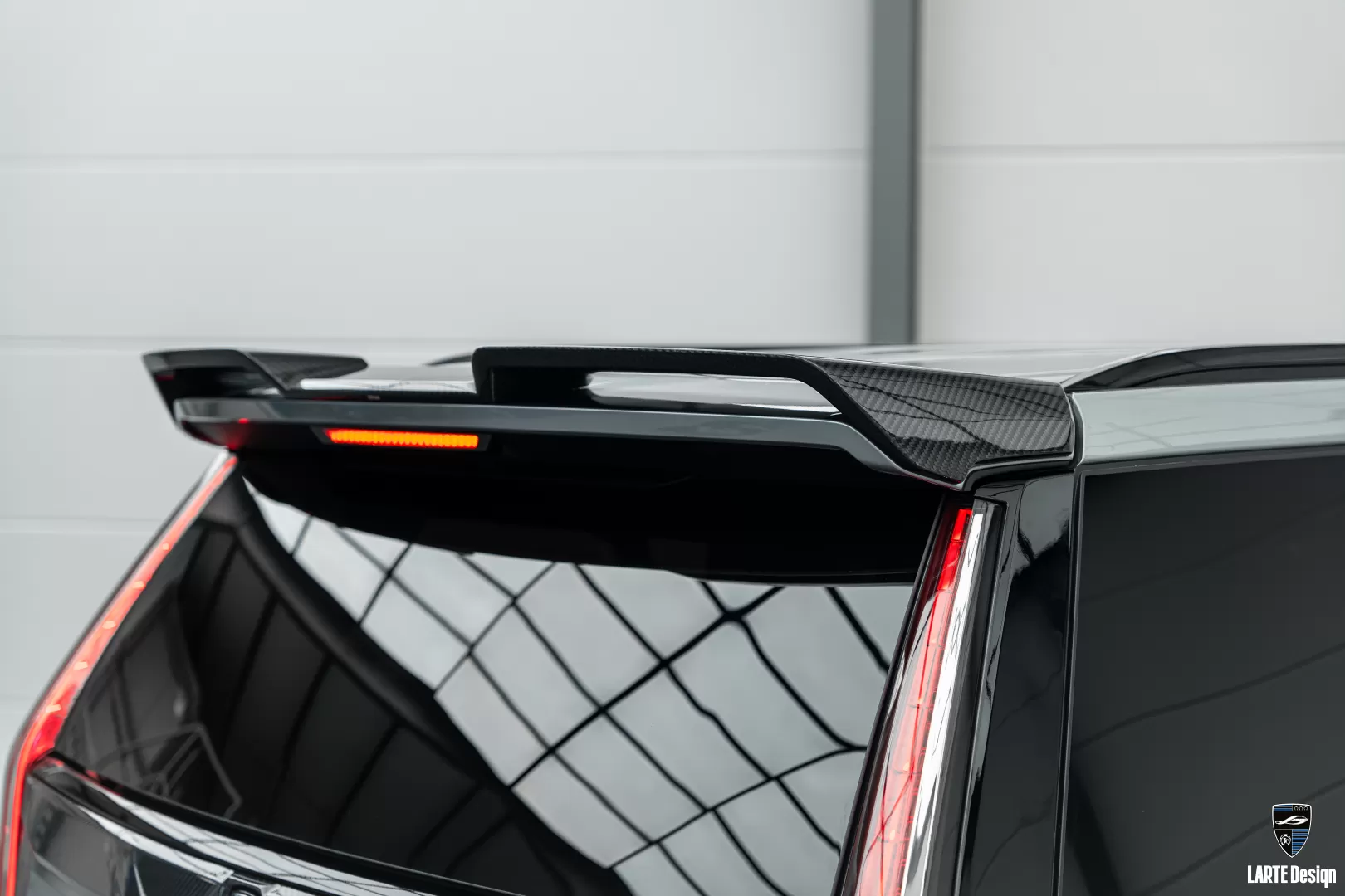 Close look on carbon fiber roof spoiler for 2024 Cadillac Escalade-V / V-ESV