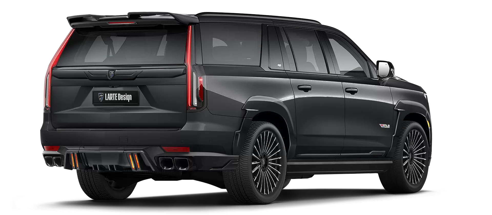 Cadillac Escalade-V / V-ESV with painted body kit: rear view shown in Black Raven