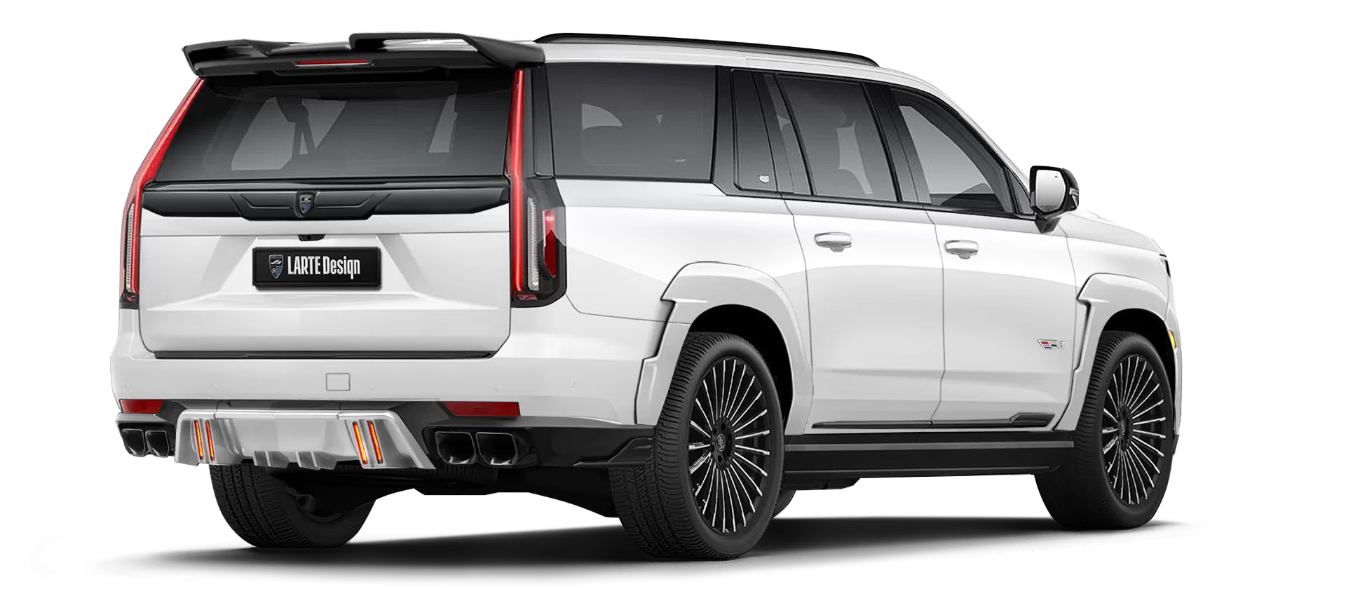 Cadillac Escalade-V / V-ESV with painted body kit: rear view shown in Crystal White Tricoat
