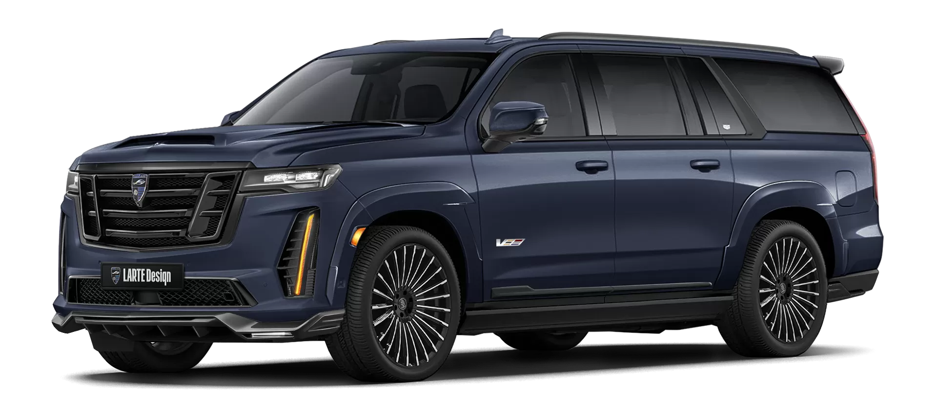 Cadillac Escalade-V / V-ESV with painted body kit: front view shown in Dark Moon Blue