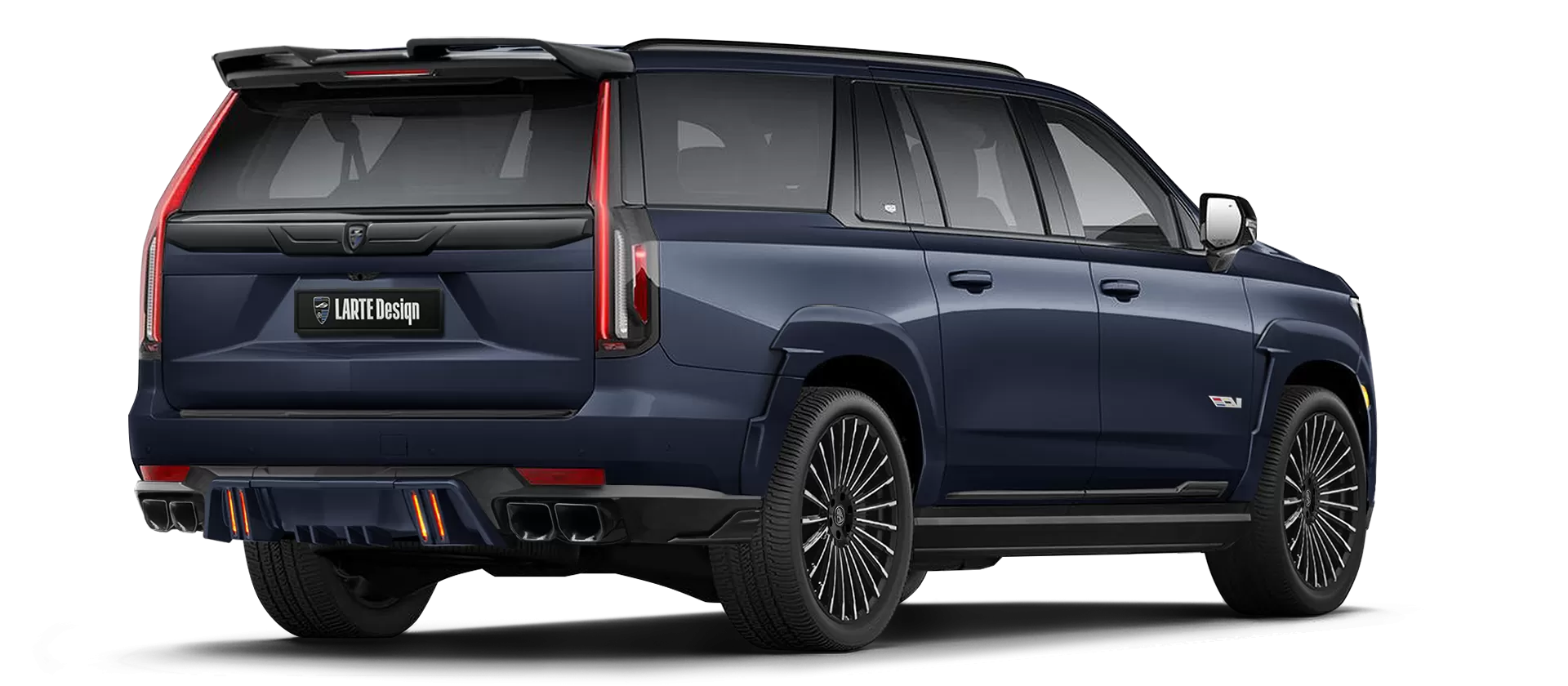 Cadillac Escalade-V / V-ESV with painted body kit: rear view shown in Dark Moon Blue