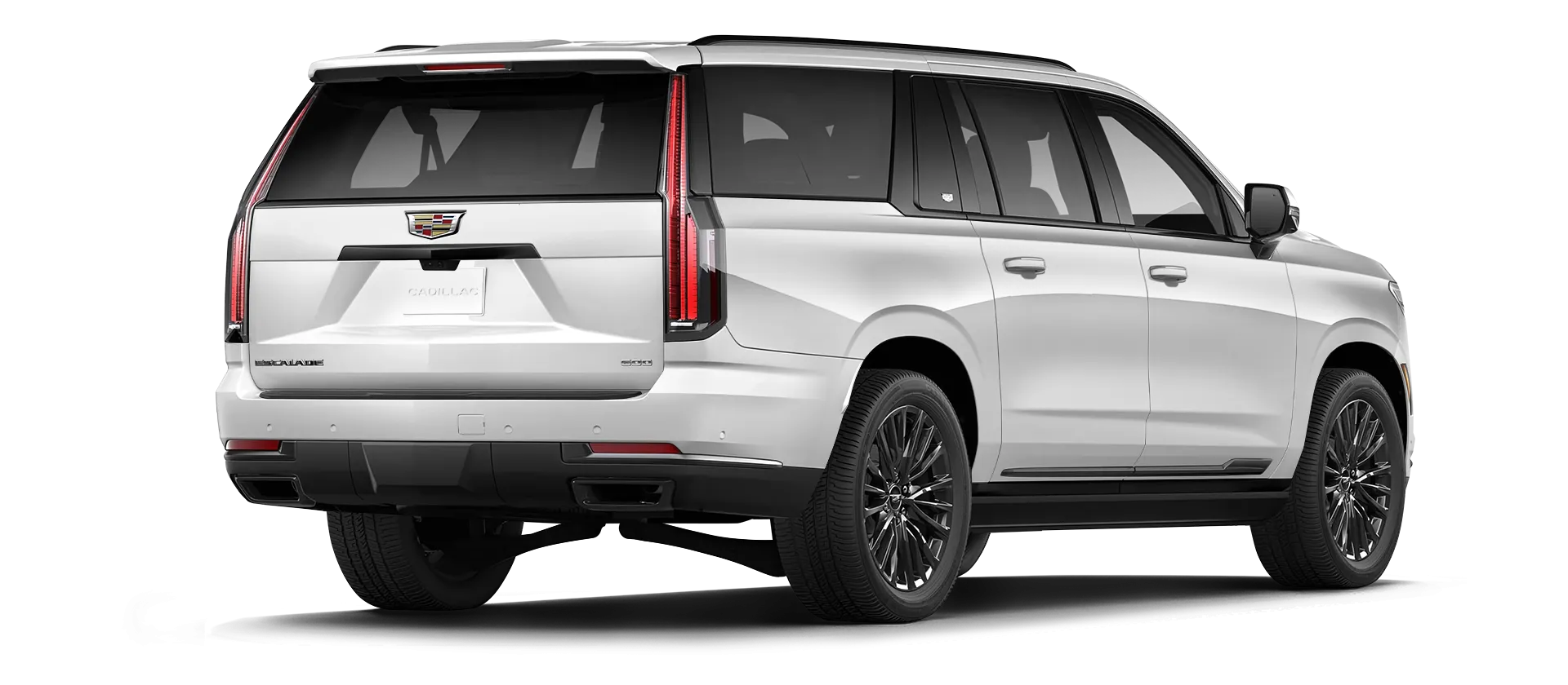 Cadillac Escalade 600 serienmäßige Rückansicht in Kristallweiß Tricoat Cadillac Escalade 600 serienmäßige Rückansicht in Kristallweiß Tricoat Farbe
