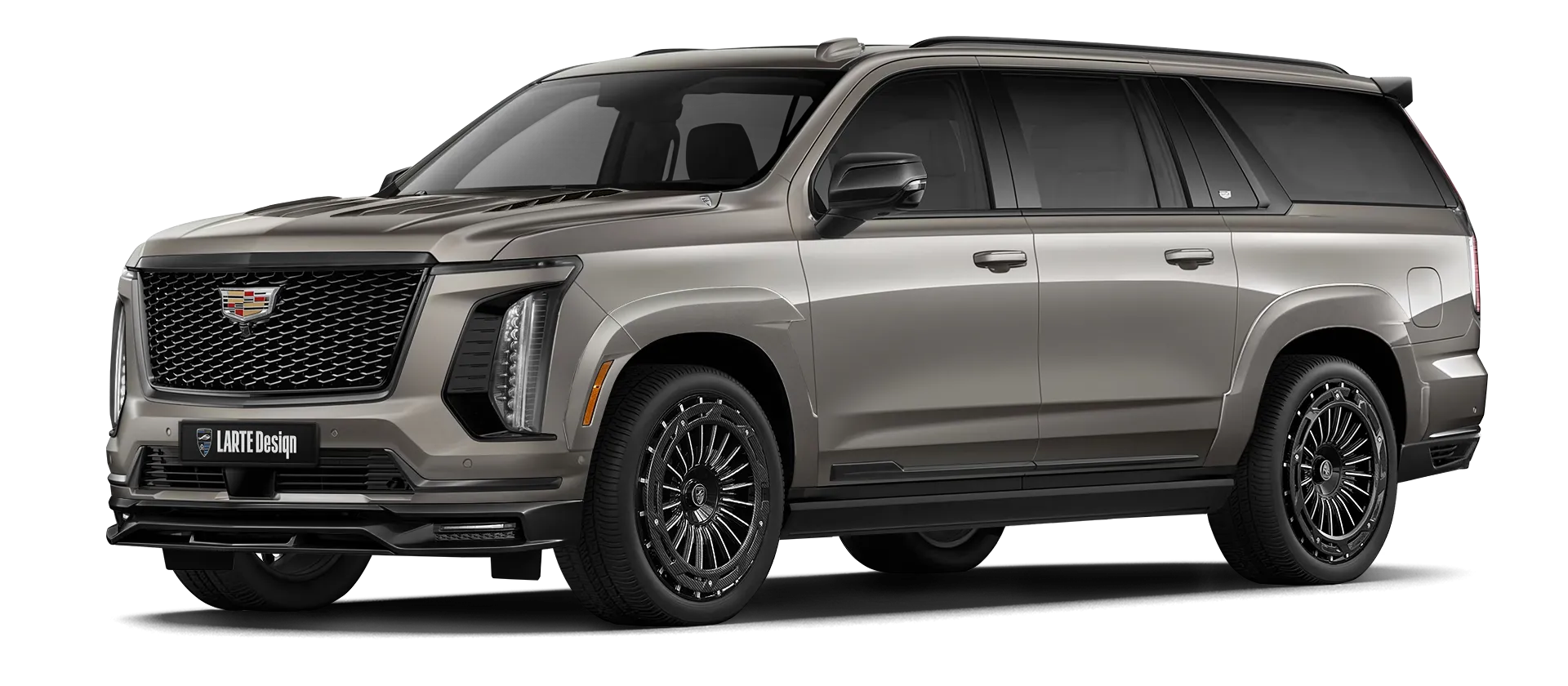 Cadillac Escalade 600 mit lackierte Frontansicht in Latte Metallic Cadillac Escalade 600 mit lackiertem Karosserie-Kit: Frontansicht in Latte Metallic