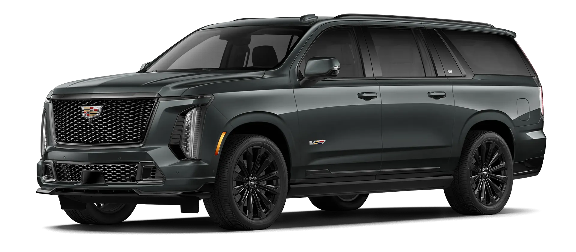 CADILLAC ESCALADE V V ESV 2024-2026 serienmäßige Frontansicht in Aegeon Stone Farbe