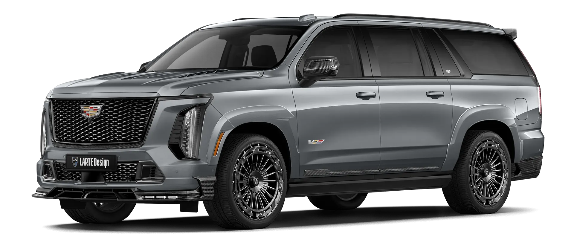 CADILLAC ESCALADE V V ESV 2024-2026 mit lackiertem Karosserie-Kit: Frontansicht in Argent Silver