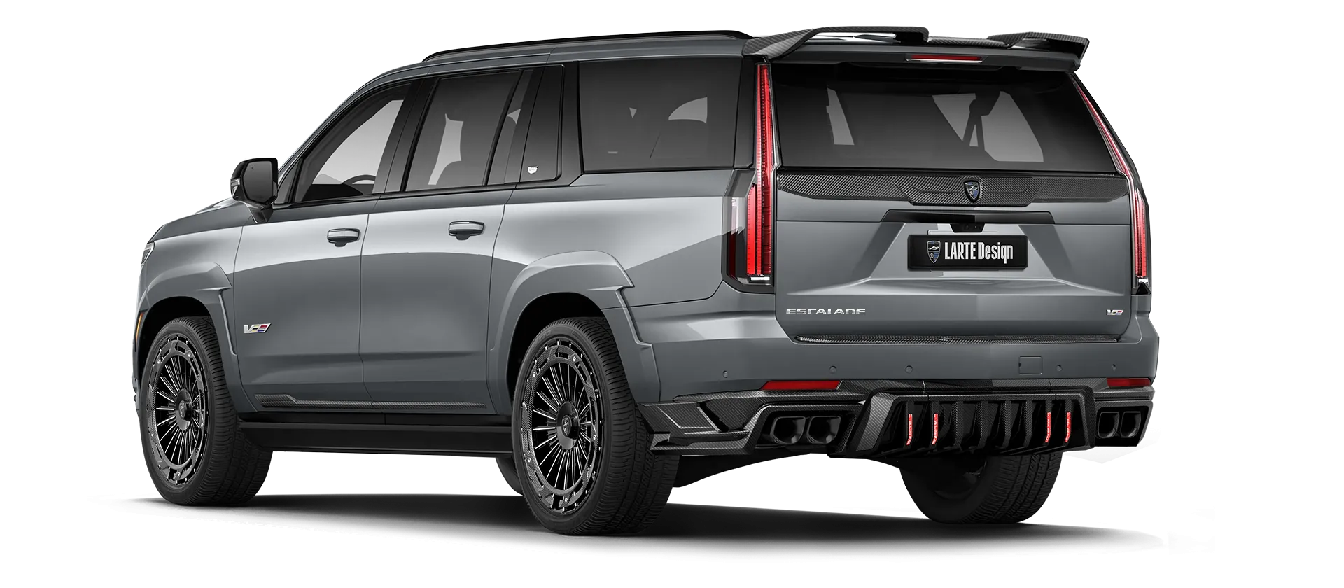 CADILLAC ESCALADE V V ESV 2024-2026 mit lackiertem Karosserie-Kit: Rückansicht in Argent Silver