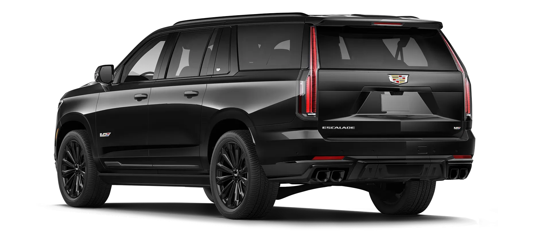 CADILLAC ESCALADE V V ESV 2024-2026 serienmäßige Rückansicht in Black Raven Farbe