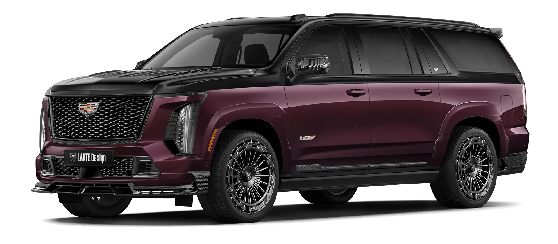 CADILLAC ESCALADE V V ESV 2024-2026 mit lackiertem Karosserie-Kit: Frontansicht in Bordo
