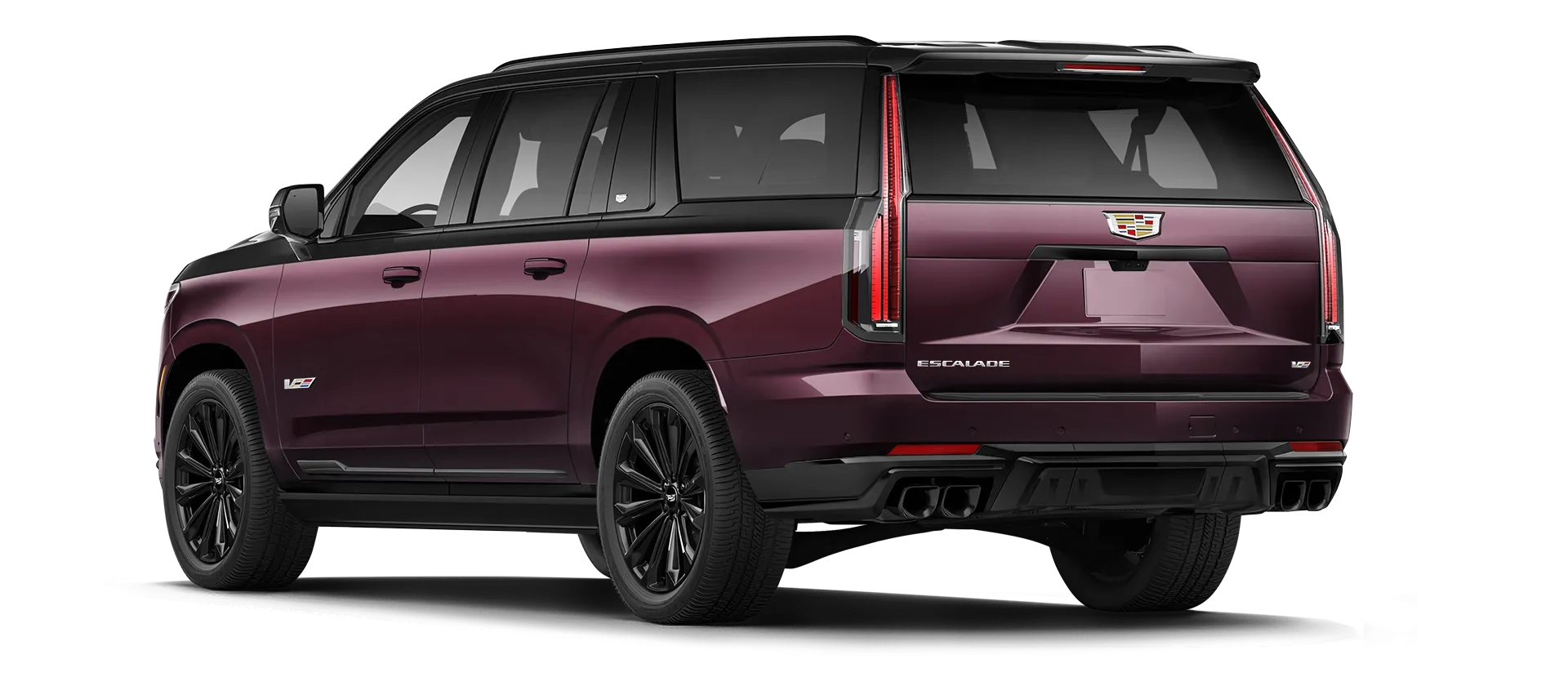 CADILLAC ESCALADE V V ESV 2024-2026 mit lackiertem Karosserie-Kit: Rückansicht in Bordo
