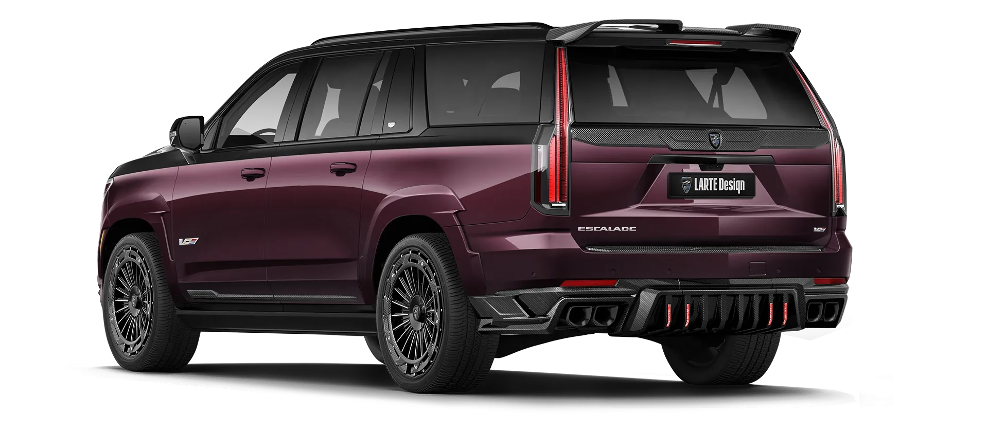 CADILLAC ESCALADE V V ESV 2024-2026 mit lackiertem Karosserie-Kit: Rückansicht in Bordo