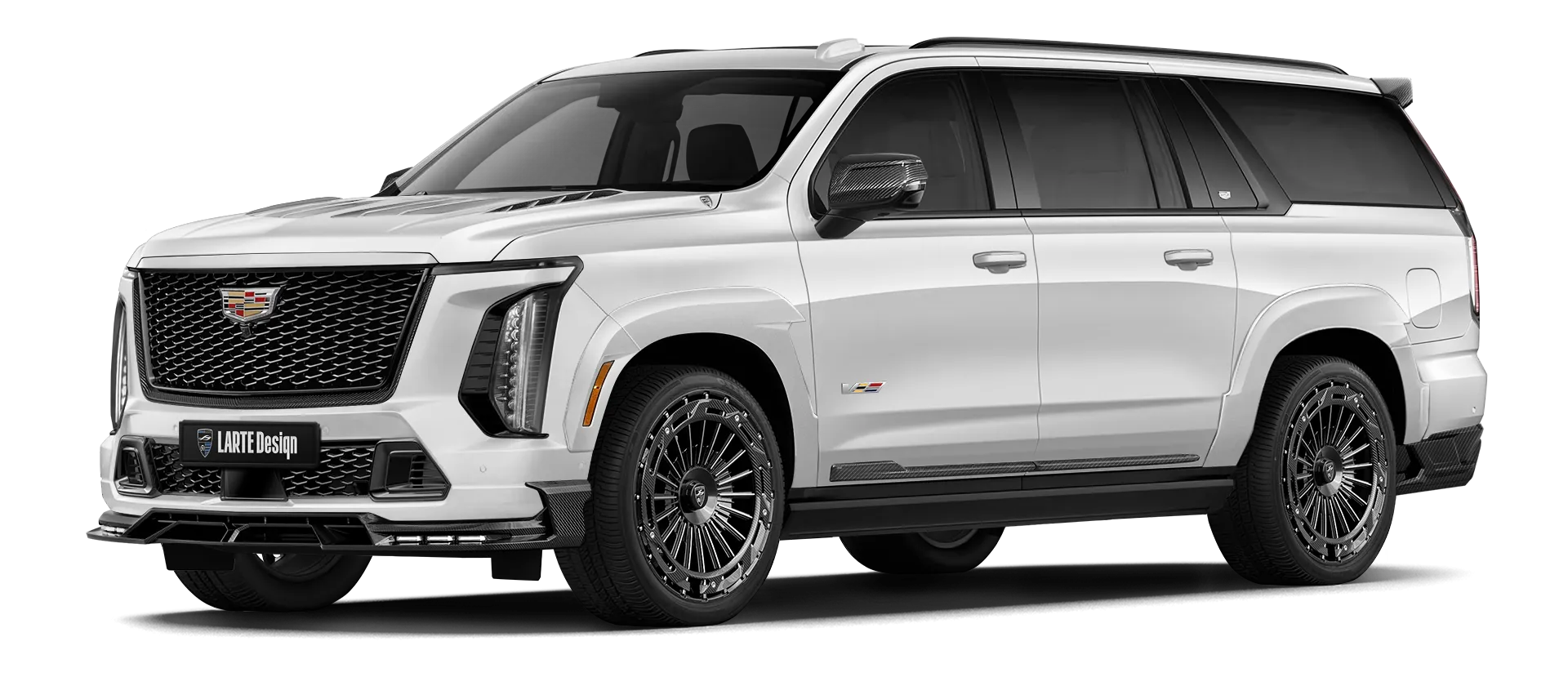 CADILLAC ESCALADE V V ESV 2024-2026 mit lackiertem Karosserie-Kit: Frontansicht in Crystal White Tricoat