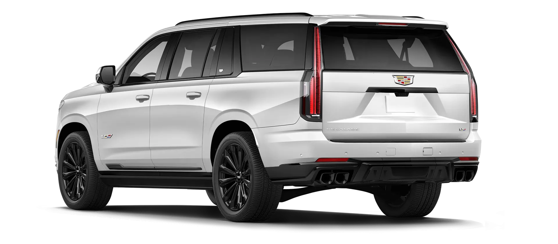 CADILLAC ESCALADE V V ESV 2024-2026 serienmäßige Rückansicht in Crystal White Tricoat Farbe