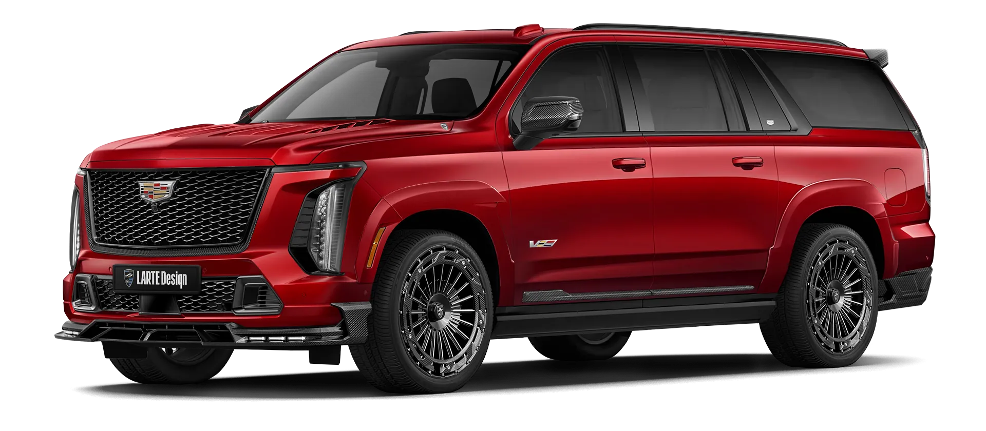 CADILLAC ESCALADE V V ESV 2024-2026 mit lackiertem Karosserie-Kit: Frontansicht in Radiant Red Tintcoat