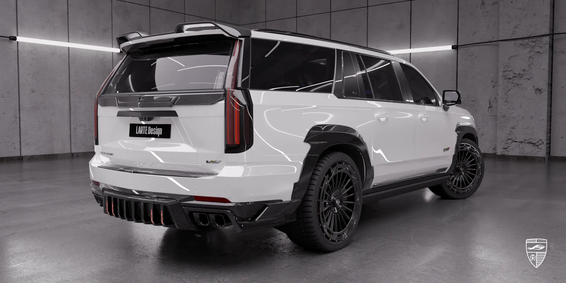 Weißes Cadillac Escalade‑V ESV Facelift‑Karosserieset für erhöhte städtische Präsenz