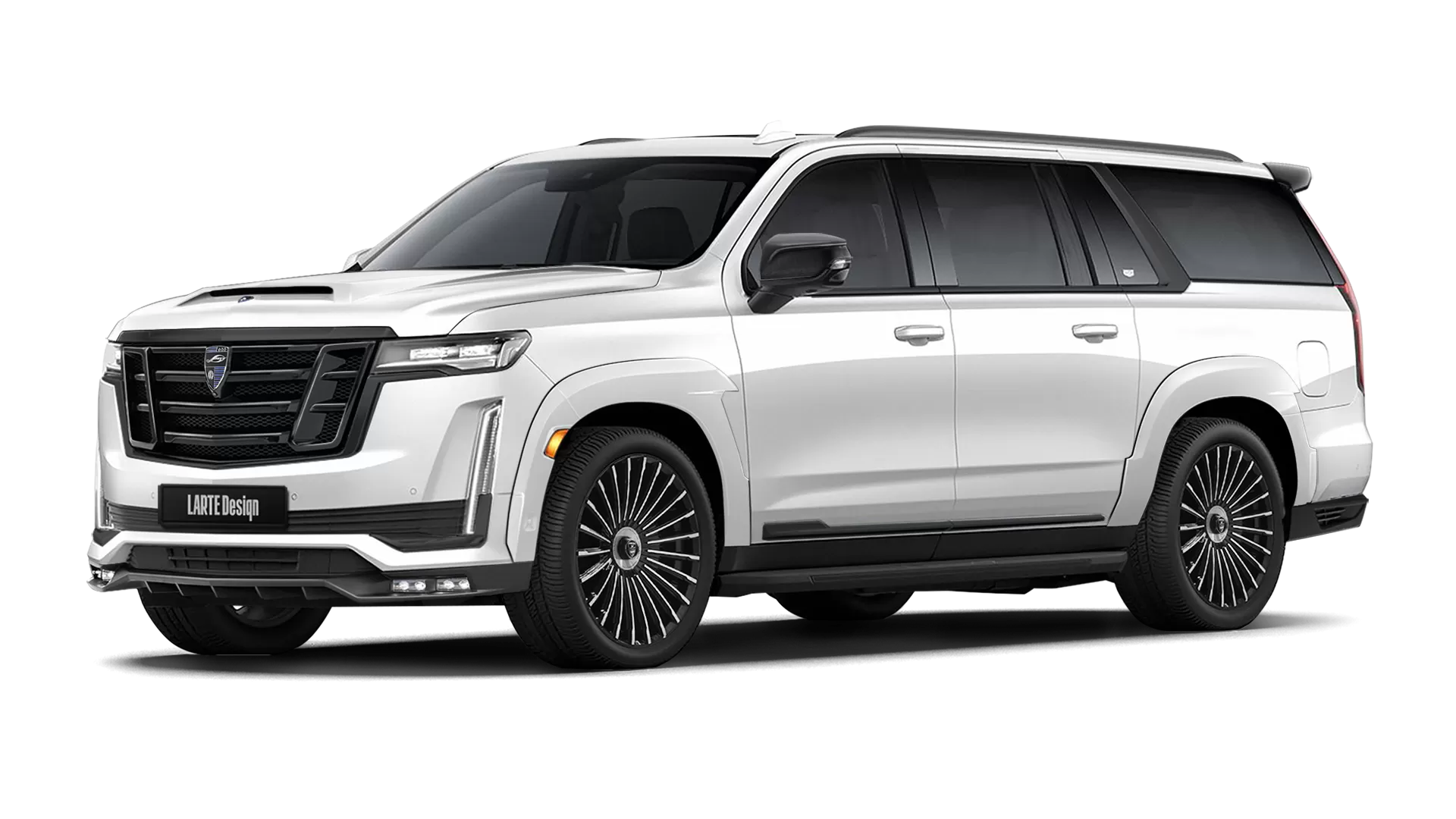 Cadillac Escalade ESV GMT 1XX with painted body kit: front view shown in Crystal White Tricoat