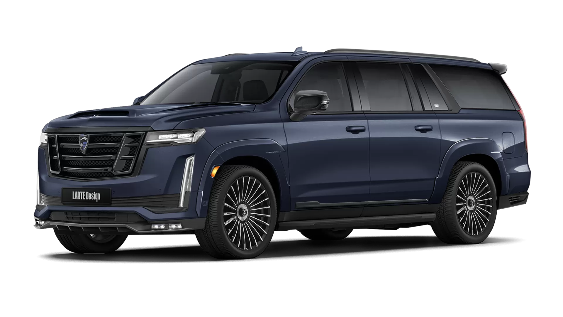 Cadillac Escalade ESV GMT 1XX with painted body kit: front view shown in Dark Moon Blue