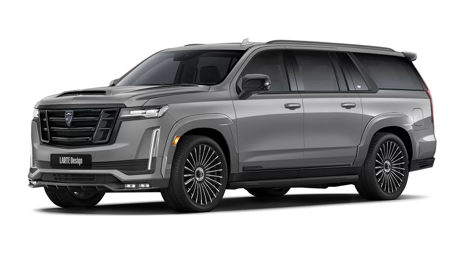 Cadillac Escalade ESV GMT 1XX with painted body kit: front view shown in Satin Steel Metallic