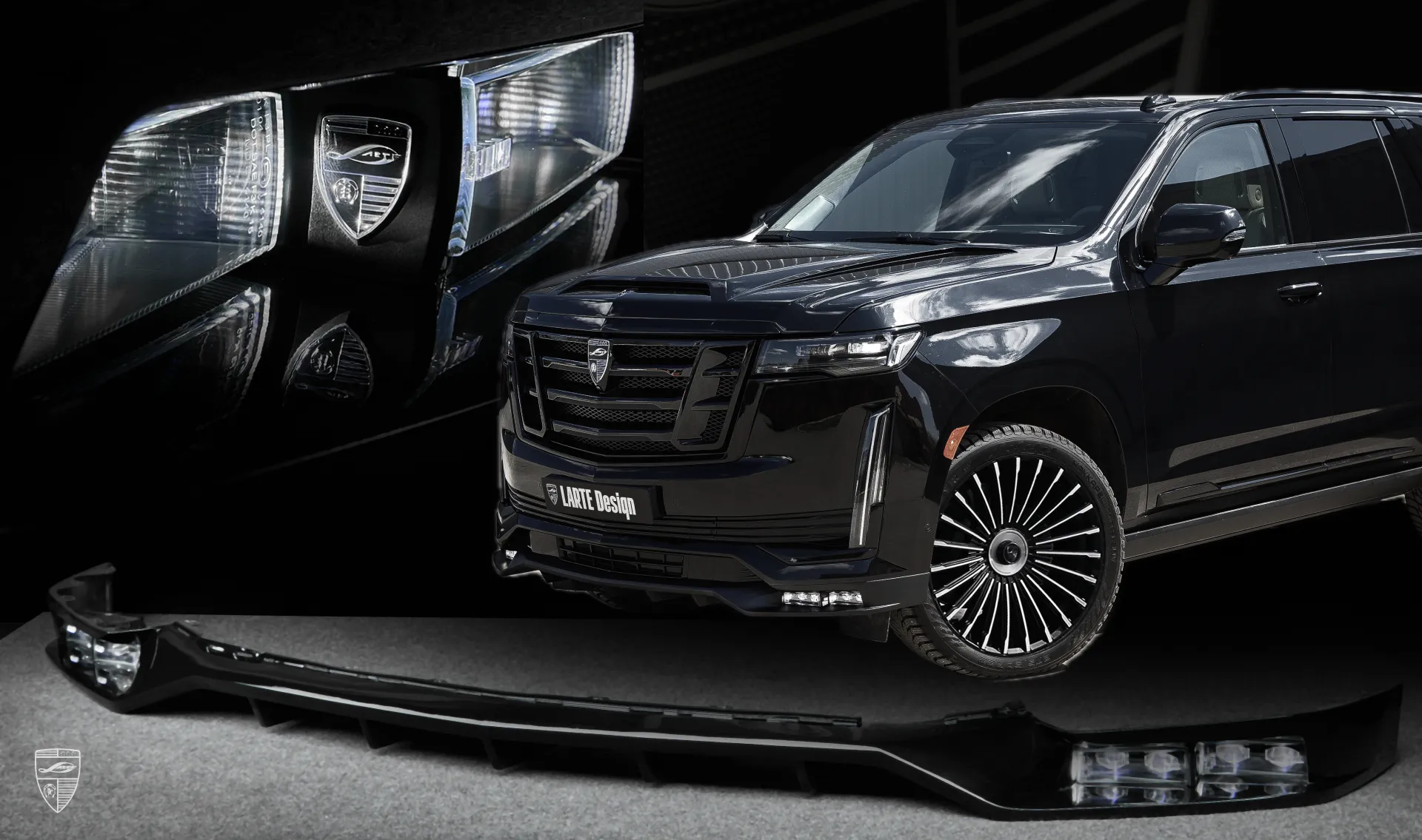 Front bumper splitter upgrade for the family car Cadillac Escalade ESV GMT 1XX from LARTE Design