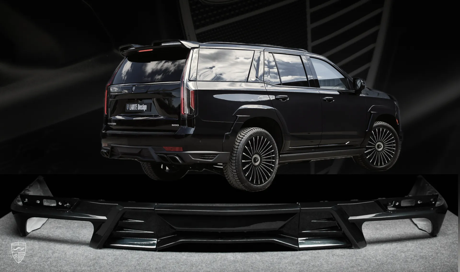 Rear bumper diffuser upgrade for the family car Cadillac Escalade ESV GMT 1XX from LARTE Design