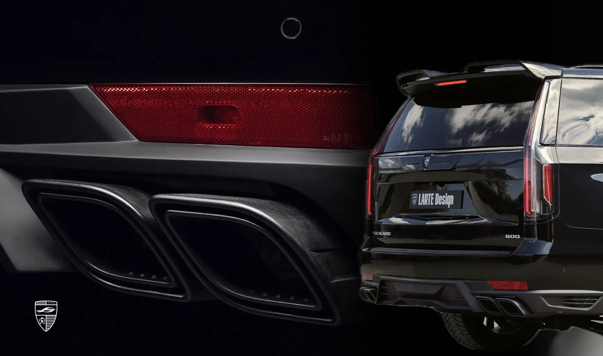 Double exhaust tips for your Cadillac Escalade ESV GMT 1XX in the appearance package by LARTE Design