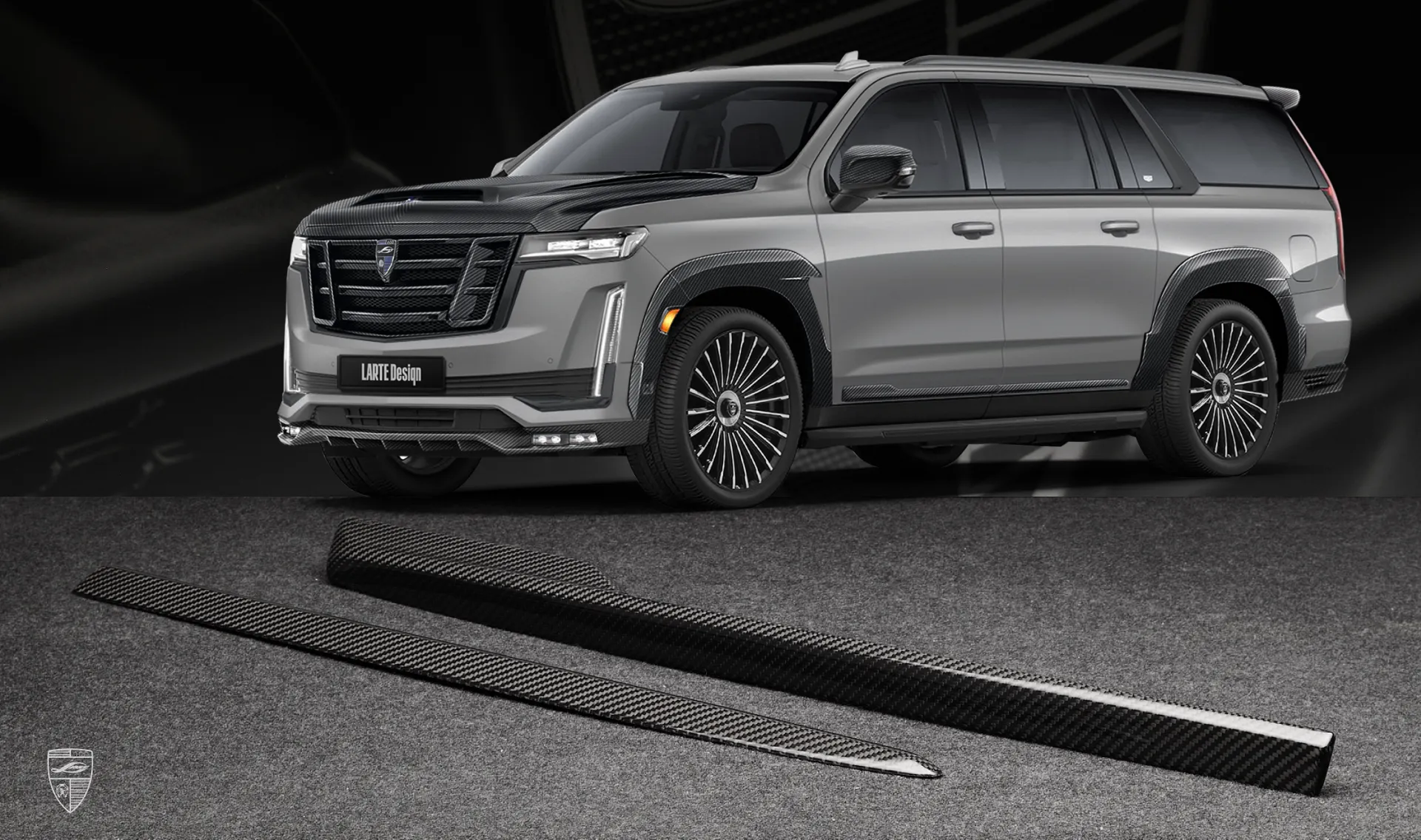 Carbon door trims upgrade for the family car Cadillac Escalade ESV GMT 1XX from LARTE Design