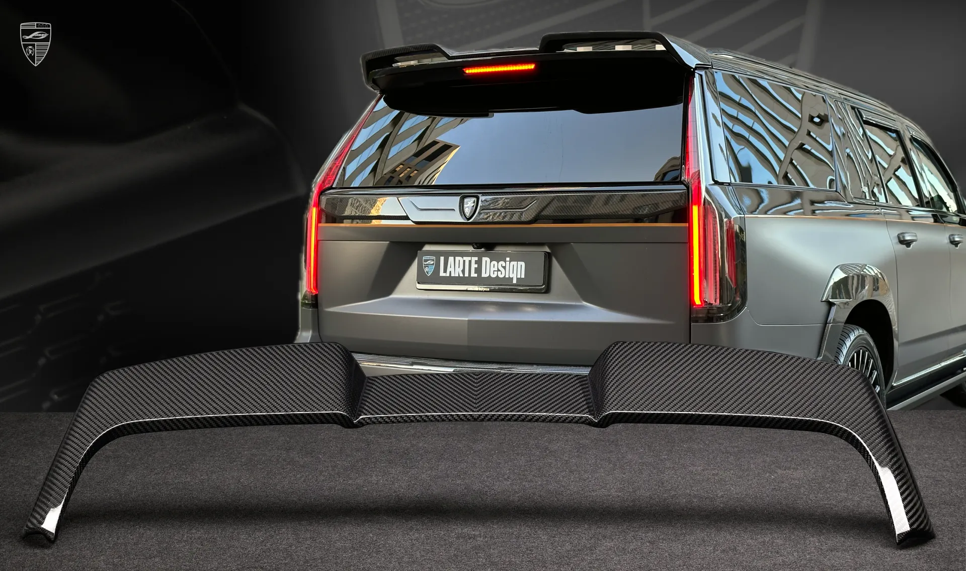 Carbon roof spoiler upgrade for your SUV Cadillac Escalade ESV GMT 1XX from LARTE Design