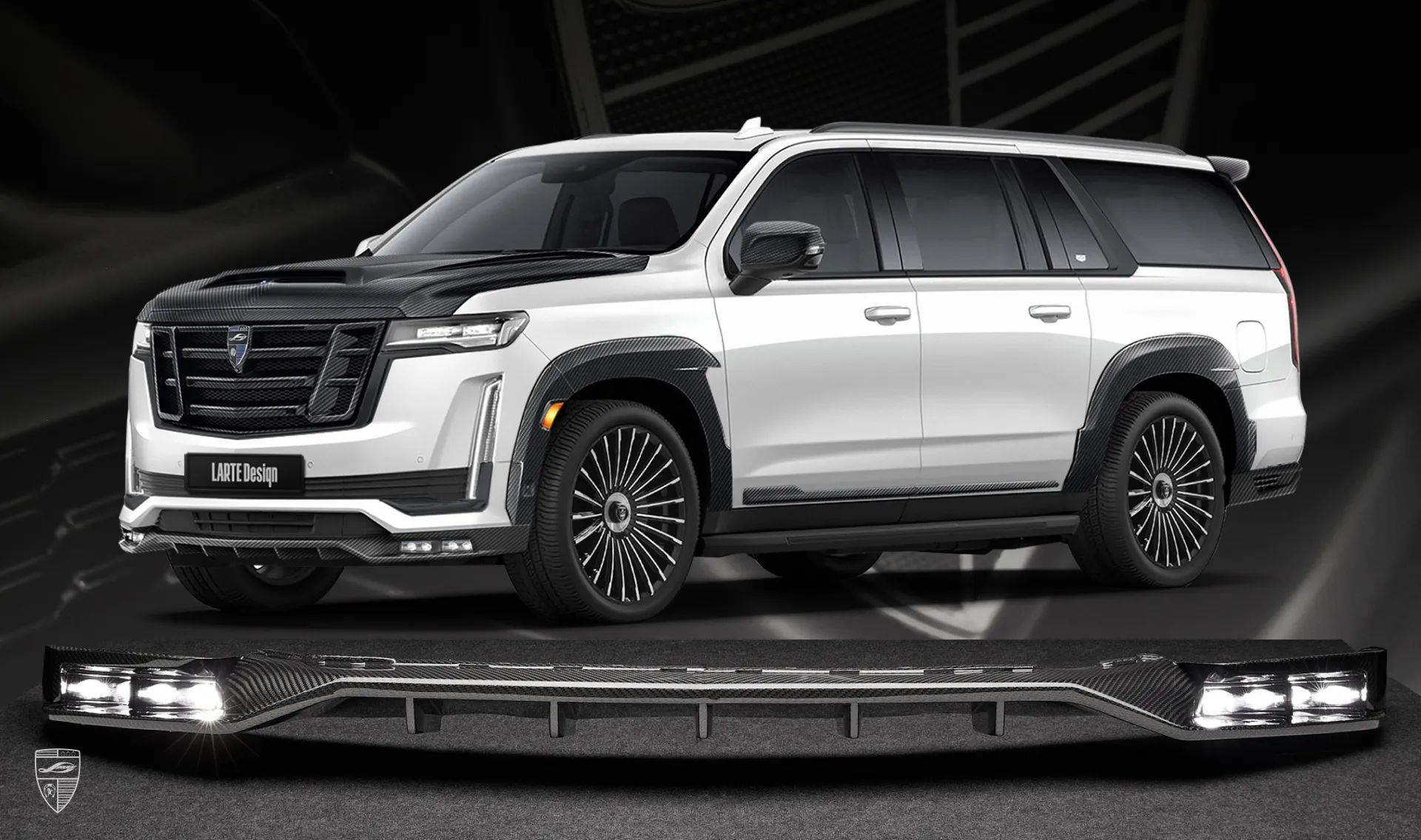 Carbonfaser-Frontstoßstangenüberzug Upgrade für Ihren SUV Cadillac Escalade ESV GMT 1XX von LARTE Design
